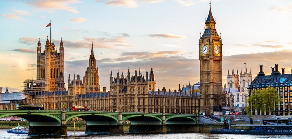 The Palace of Westminster in London in the evening - England
