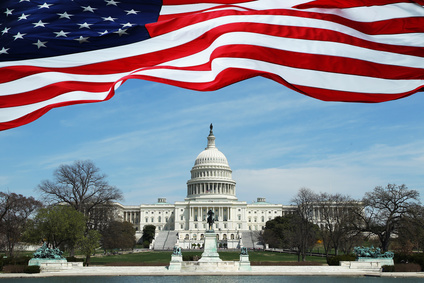 U.S. Capitol Building with Flag Banner